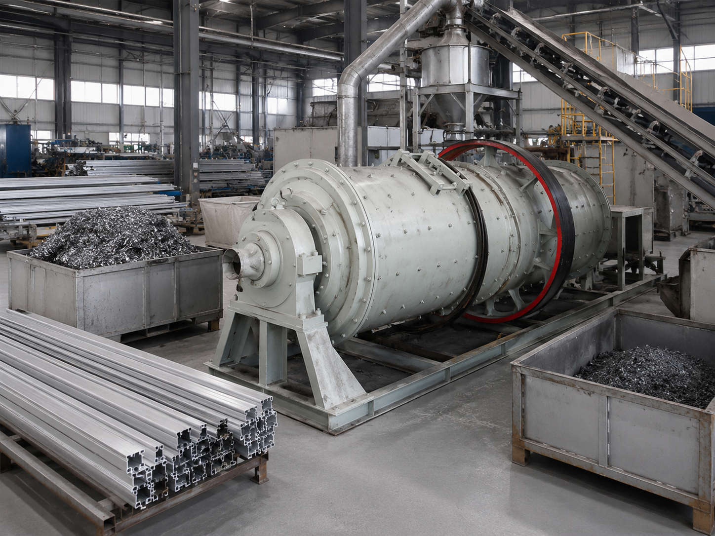 Aluminum ash ball mill for aluminum profile factories, secondary processing, aluminum residue grinding, and metal recovery