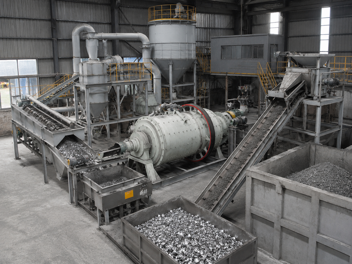Aluminum ash ball mill for aluminum dross recycling, secondary metal recovery, aluminum ash grinding, and residue separation