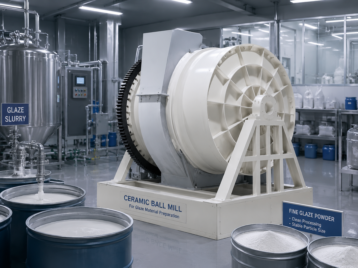 Ceramic ball mill for glaze material preparation, ceramic glaze grinding, clean processing, and stable particle size control