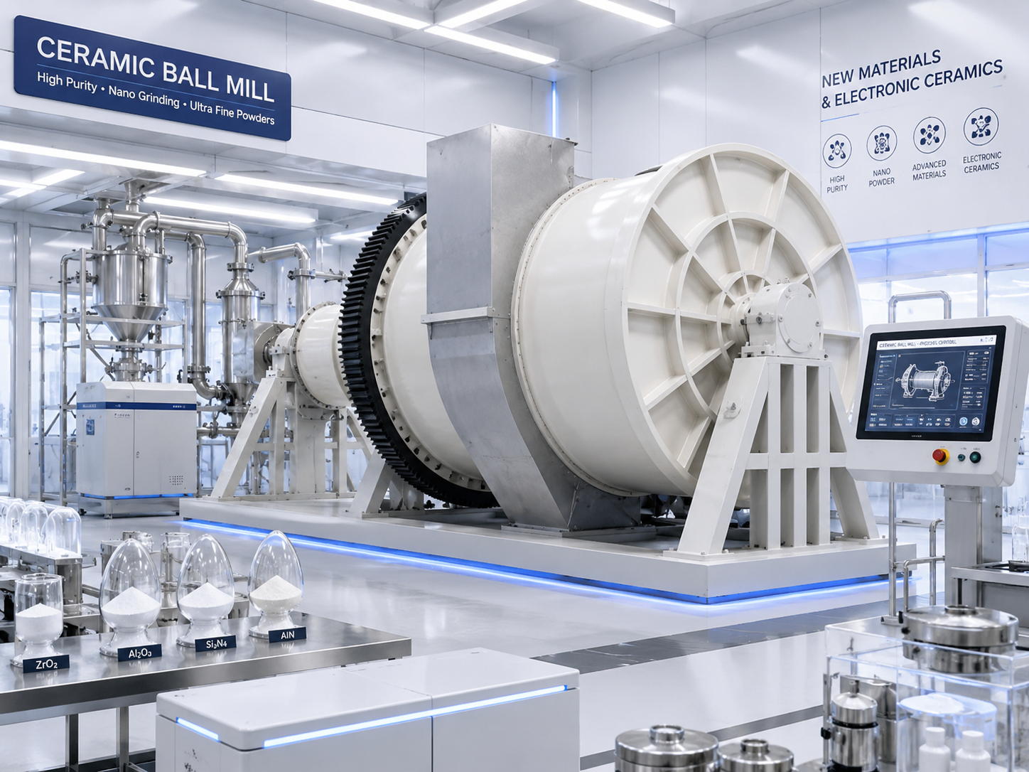Ceramic ball mill for new materials, electronic ceramics, high-purity powder grinding, and fine ceramic powder preparation