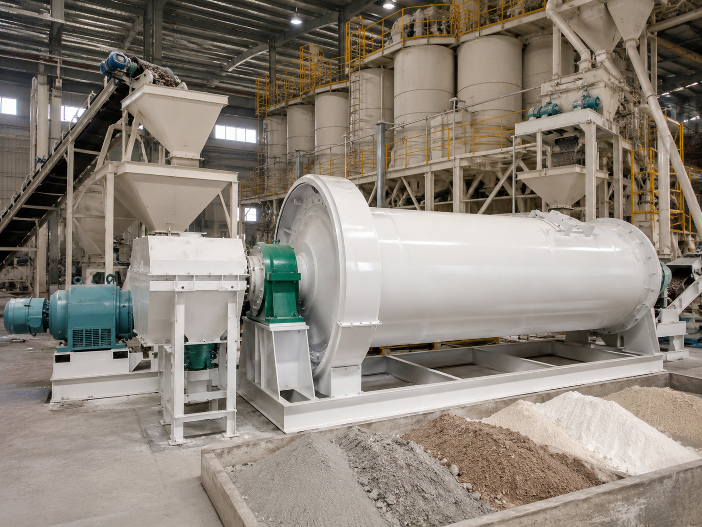 Continuous ceramic ball mill for ceramic raw material grinding, clay, kaolin, quartz, feldspar, and glaze materials