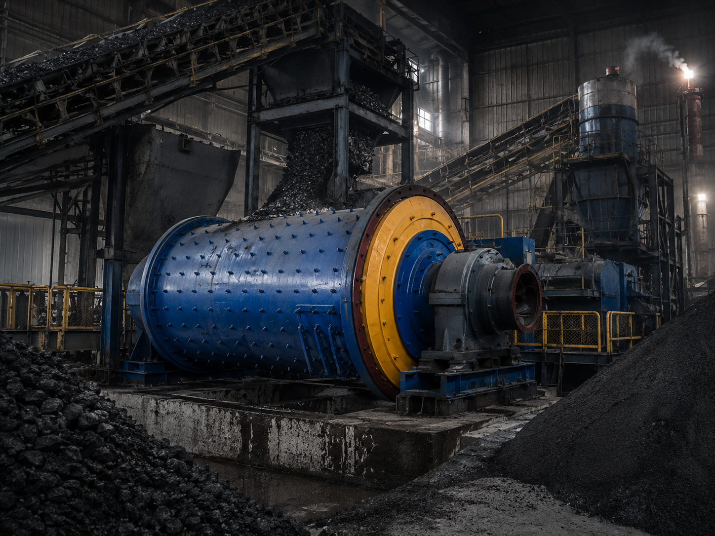 Grate type ball mill for coal grinding, slag grinding, industrial material grinding, and large scale powder production