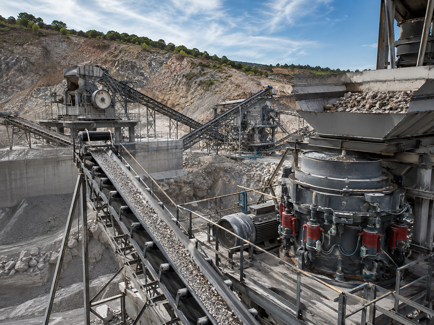HP multi-cylinder hydraulic cone crusher for high quality cubical aggregate production in concrete and asphalt plants
