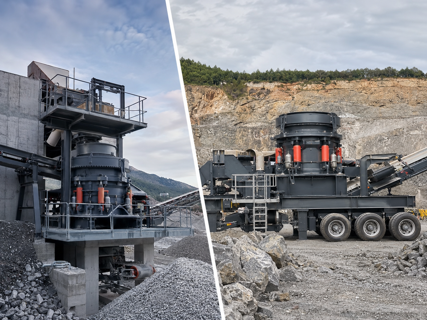 HP multi-cylinder hydraulic cone crusher for mobile and stationary crushing plants in quarry and mining operations