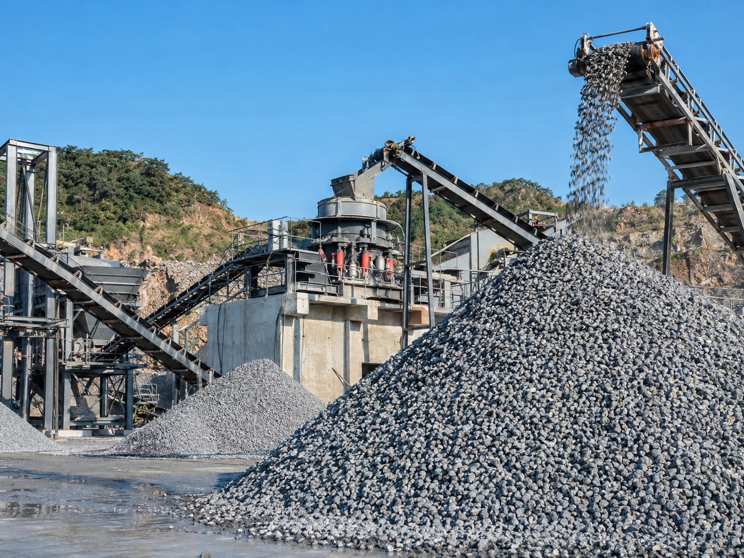HP multi-cylinder hydraulic cone crusher for secondary and tertiary crushing after jaw crusher stages