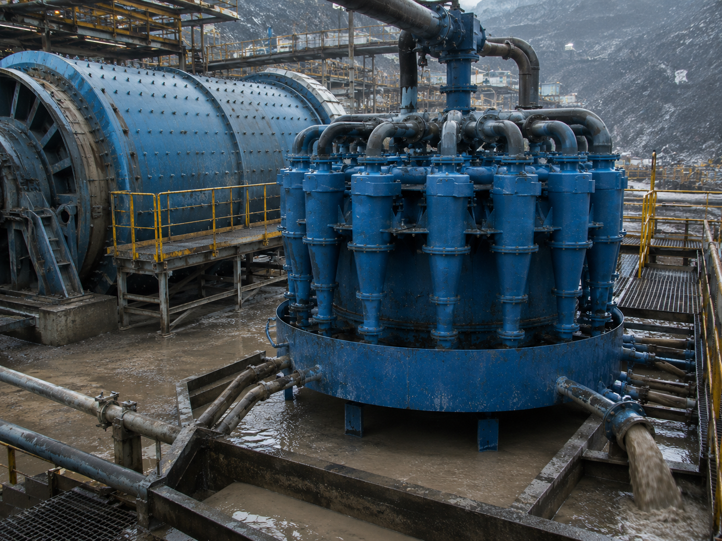 Hydrocyclone for closed-circuit grinding, ball mill classification, particle size control, and grinding efficiency improvement