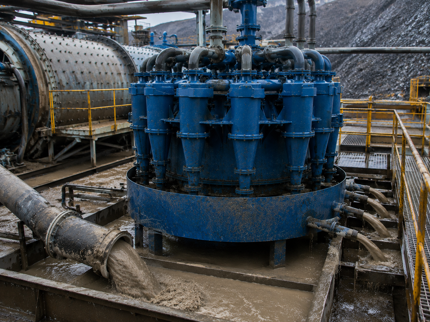 Hydrocyclone for desliming operation, fine mud removal, clay separation, slurry cleaning, and mineral beneficiation
