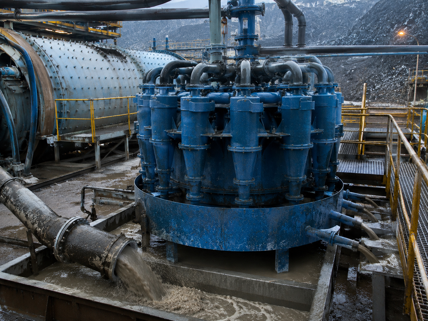 Hydrocyclone for mineral classification, ore particle separation, slurry classification, and grinding circuit size control