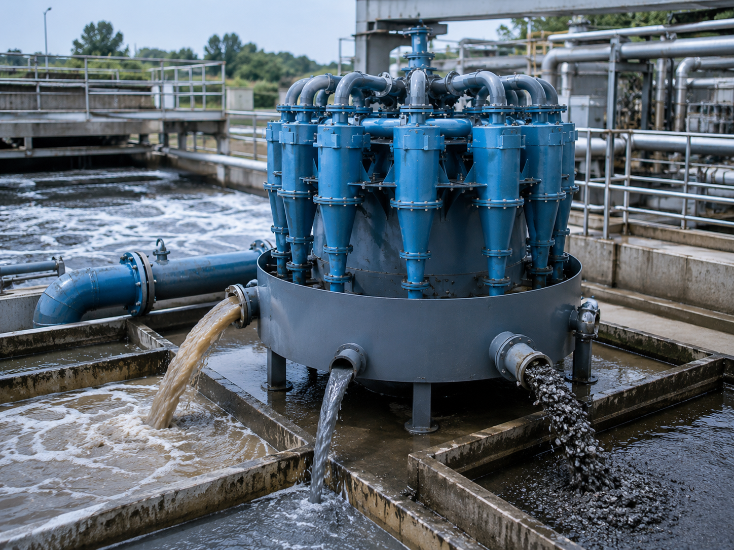 Hydrocyclone for wastewater treatment, sand separation, mud removal, coarse solid separation, and industrial water recycling
