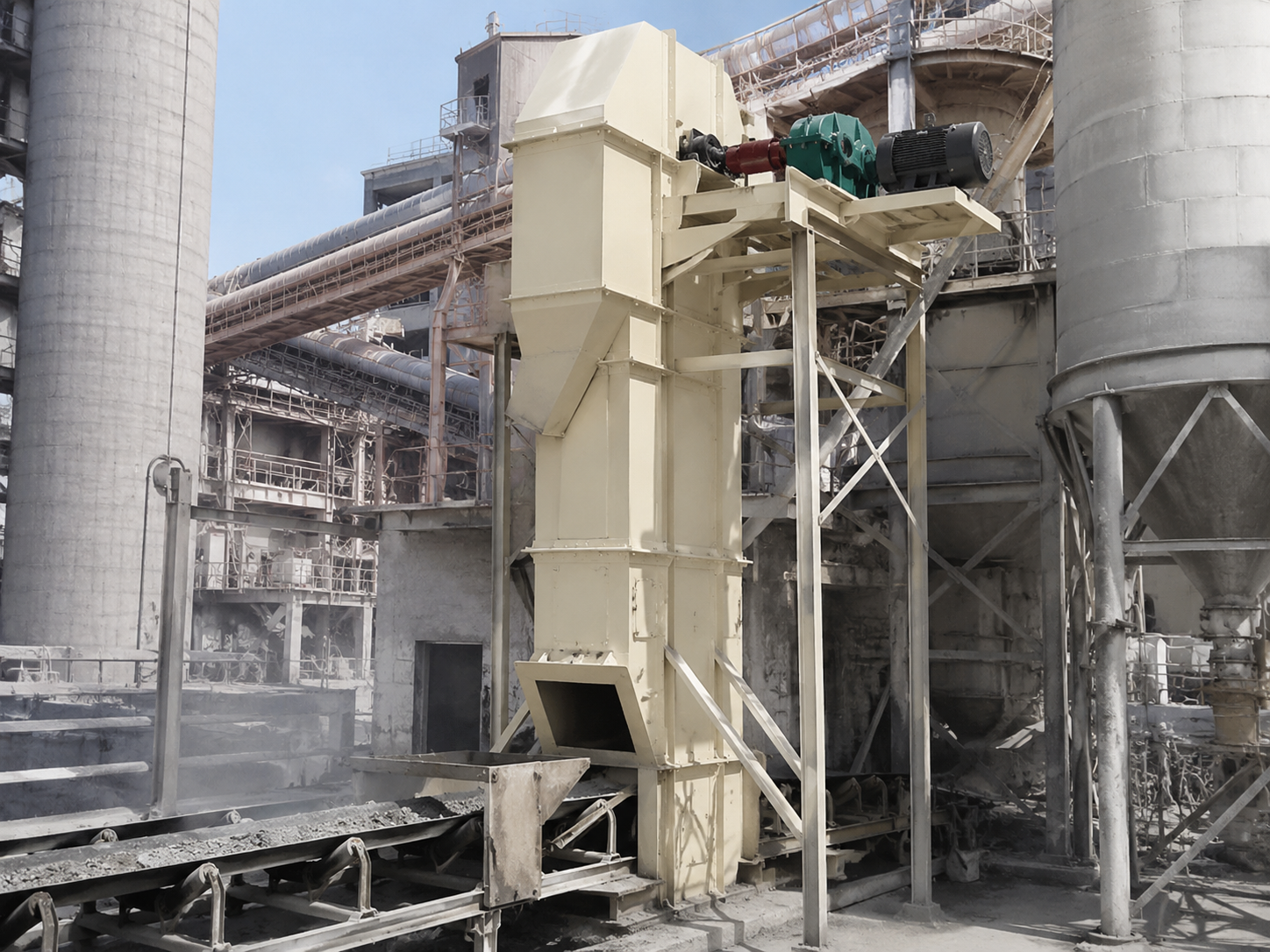 NE plate chain bucket elevator for cement plant material lifting, clinker, finished cement, limestone, and bulk raw materials