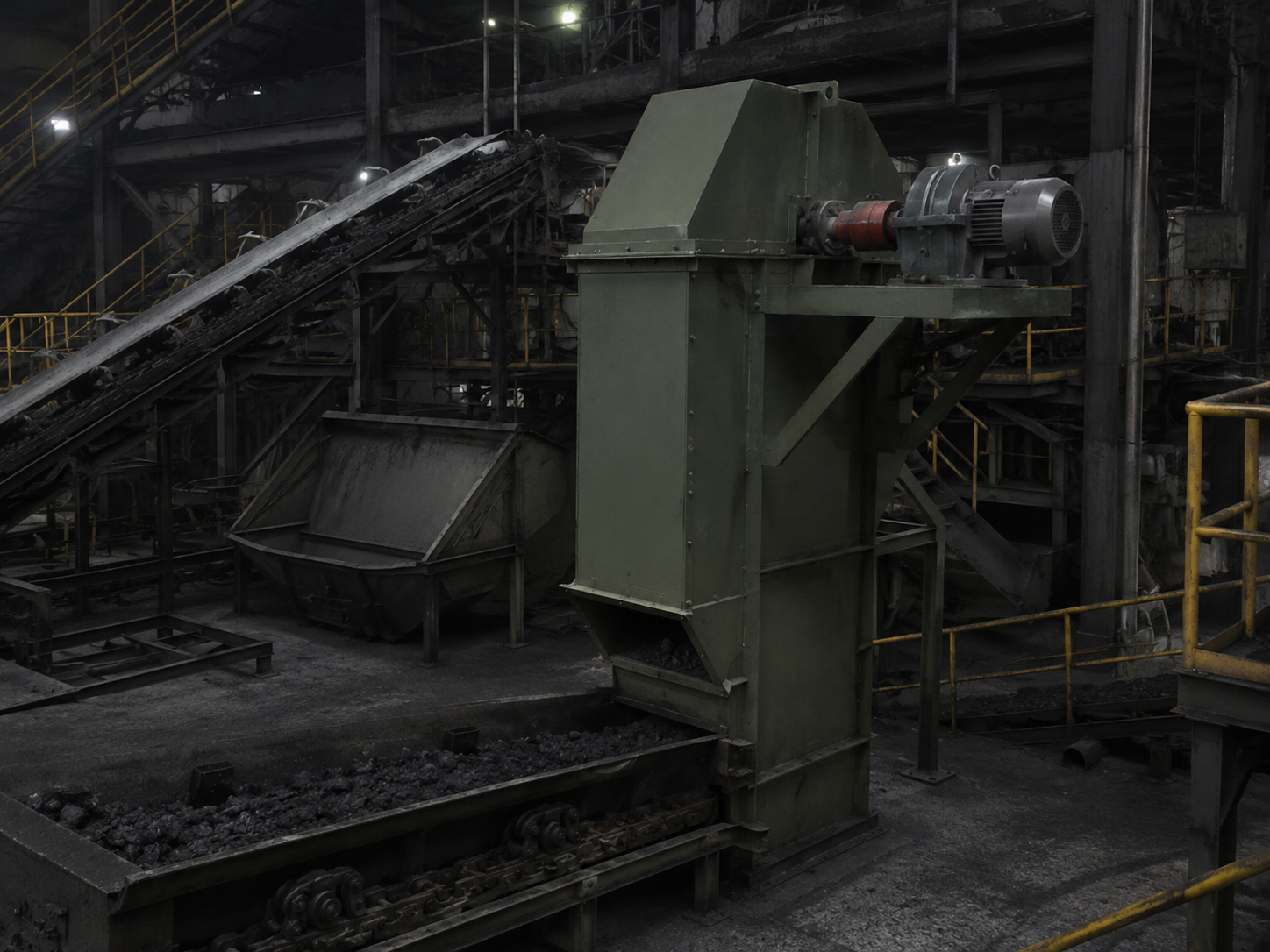 NE plate chain bucket elevator for coal handling, power plant material lifting, coal ash, and bulk material conveying