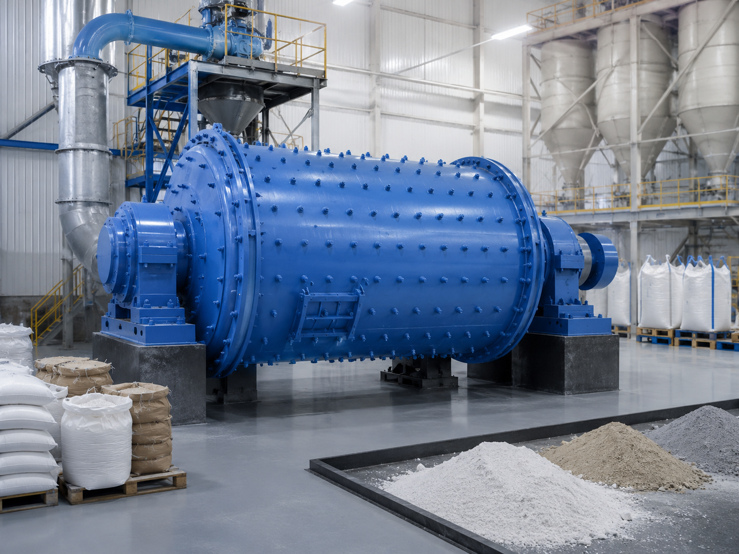Overflow type ball mill for chemical material grinding, refractory material grinding, and industrial mineral powder processing