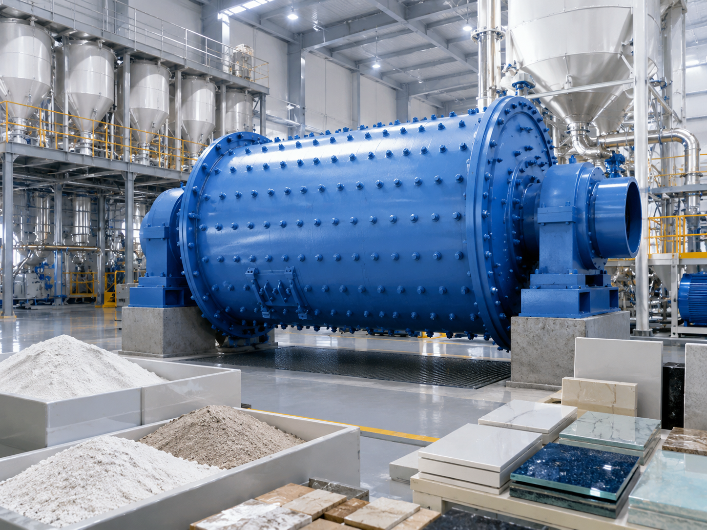 Overflow type ball mill for glass ceramics, building material grinding, mineral powder processing, and industrial production lines