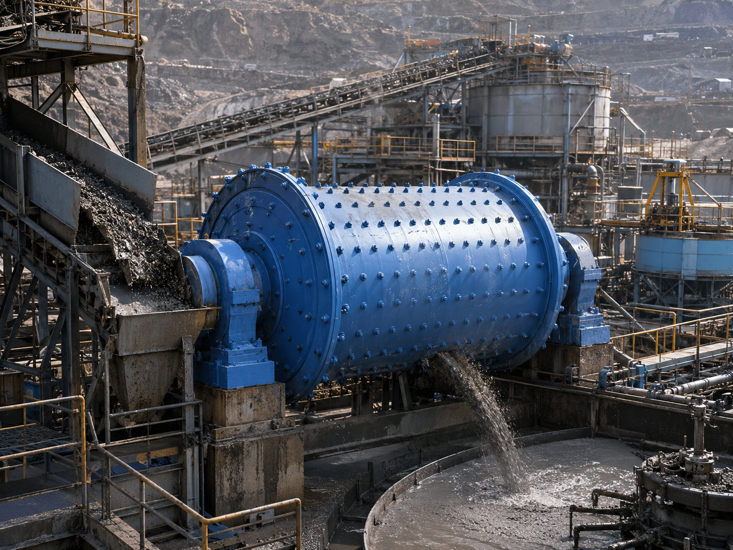 Overflow type ball mill for metal ore beneficiation, ferrous ore grinding, non-ferrous ore grinding, and mineral processing plants