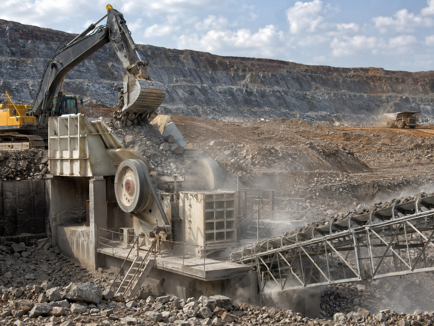 PE series jaw crusher for primary ore crushing in mining and rock crushing production lines