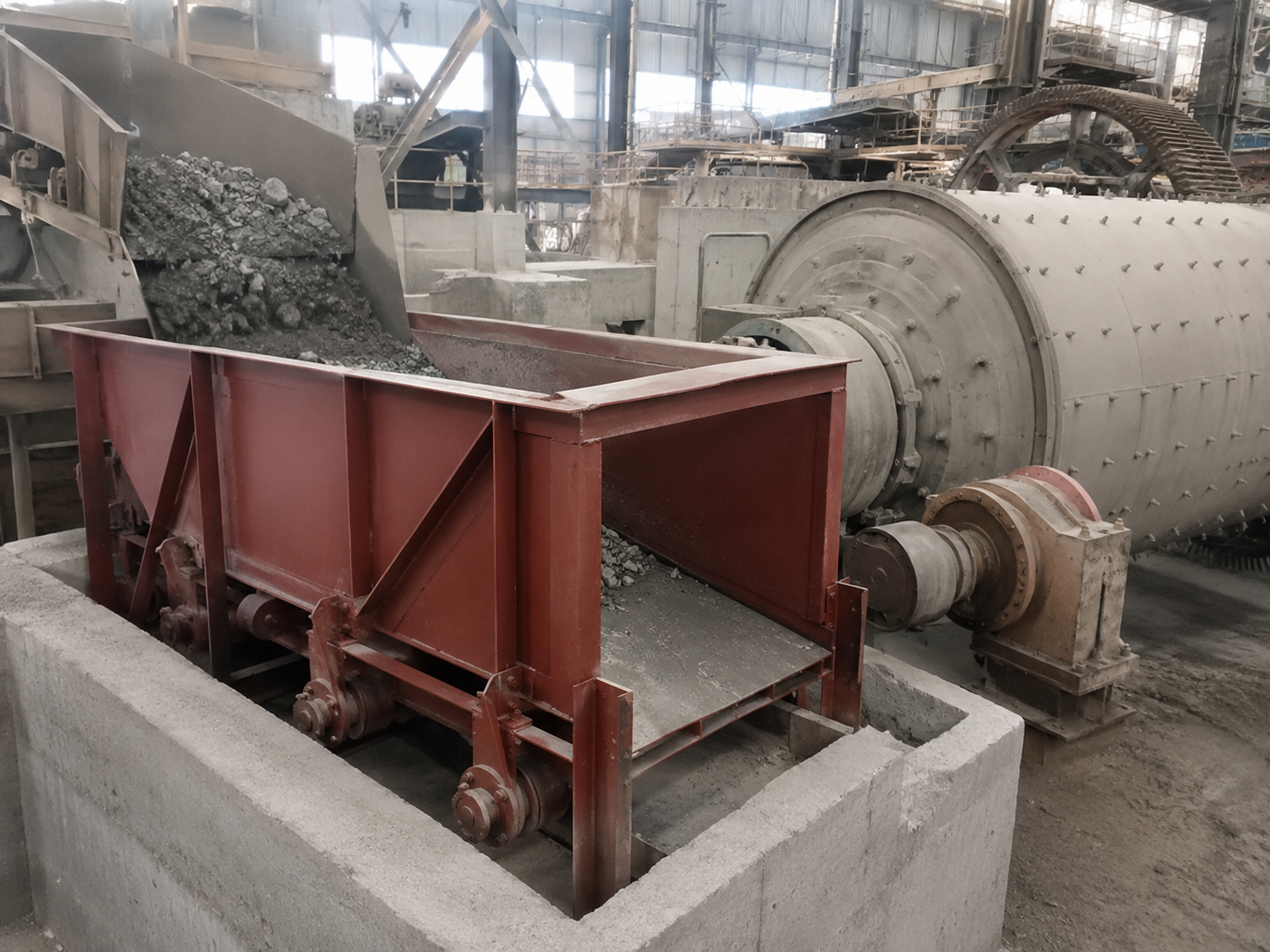 Pendulum feeder for ore beneficiation plants, mineral processing feeding, iron ore, copper ore, and gold ore