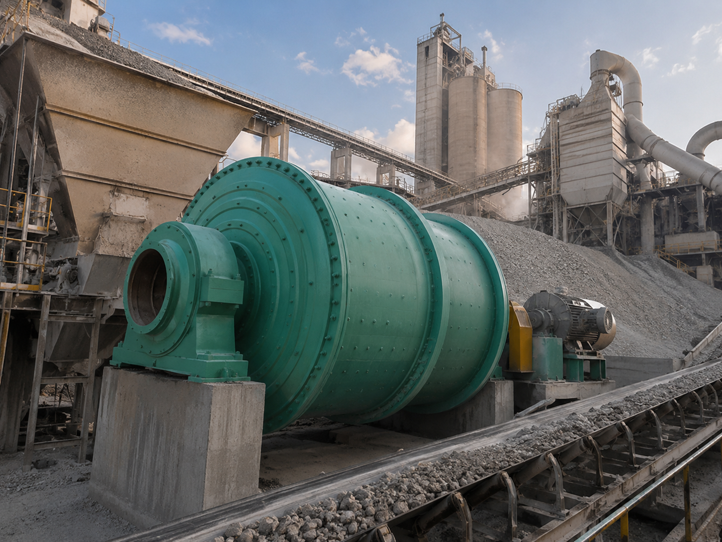 Rod mill for cement raw material grinding, construction material preparation, limestone, and mineral processing