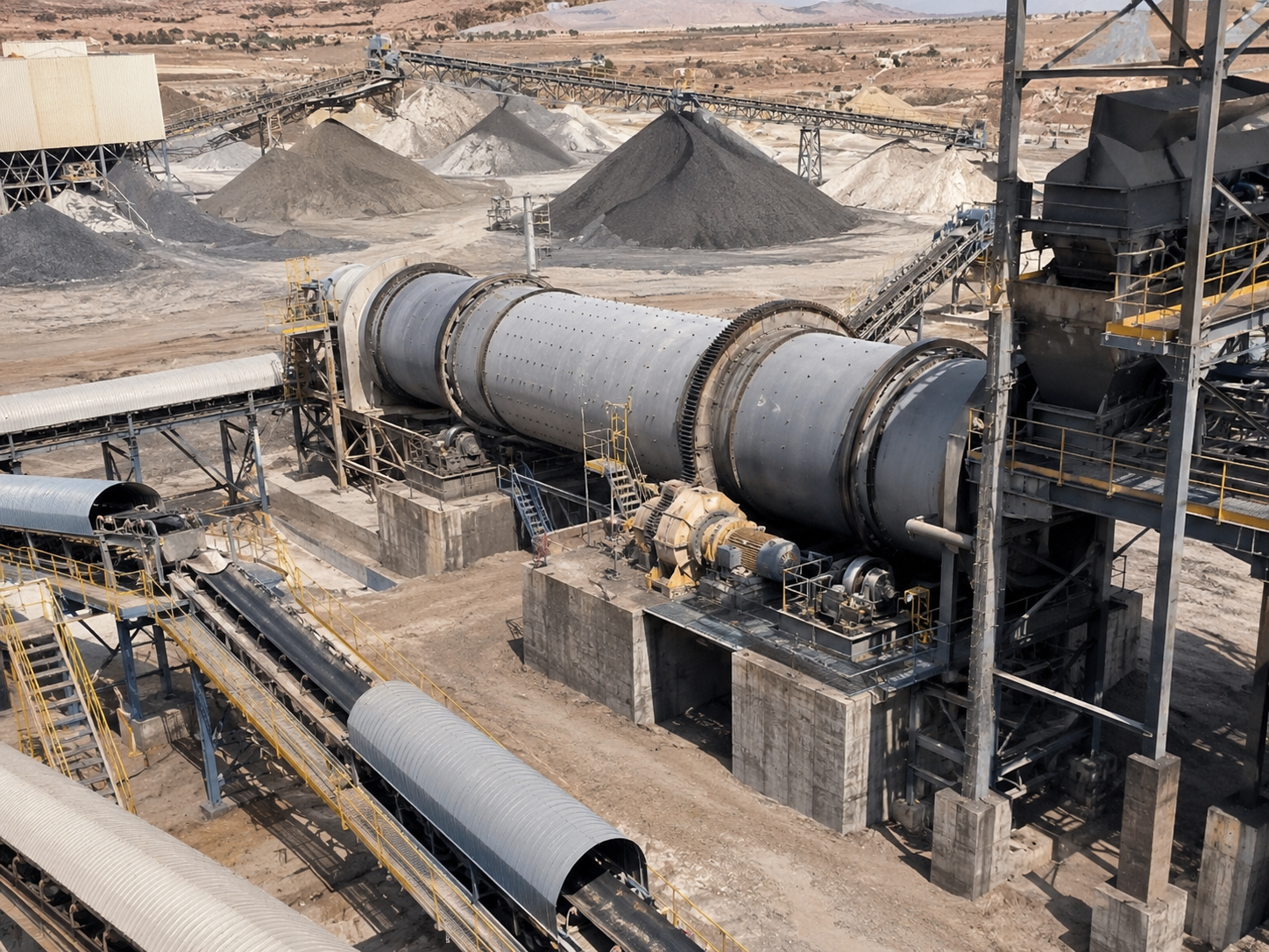 Rotary drum dryer for clay drying and cement raw material drying in cement production lines