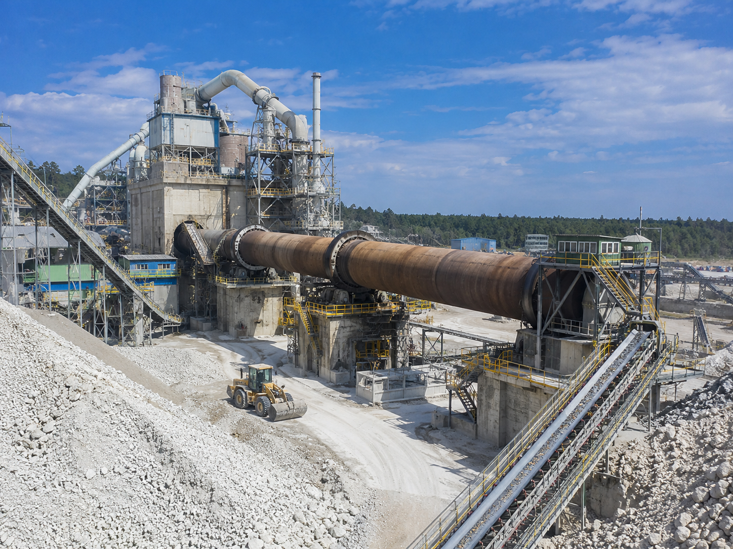 Rotary kiln for active lime production, limestone calcination, dolomite calcination, and lime plant processing