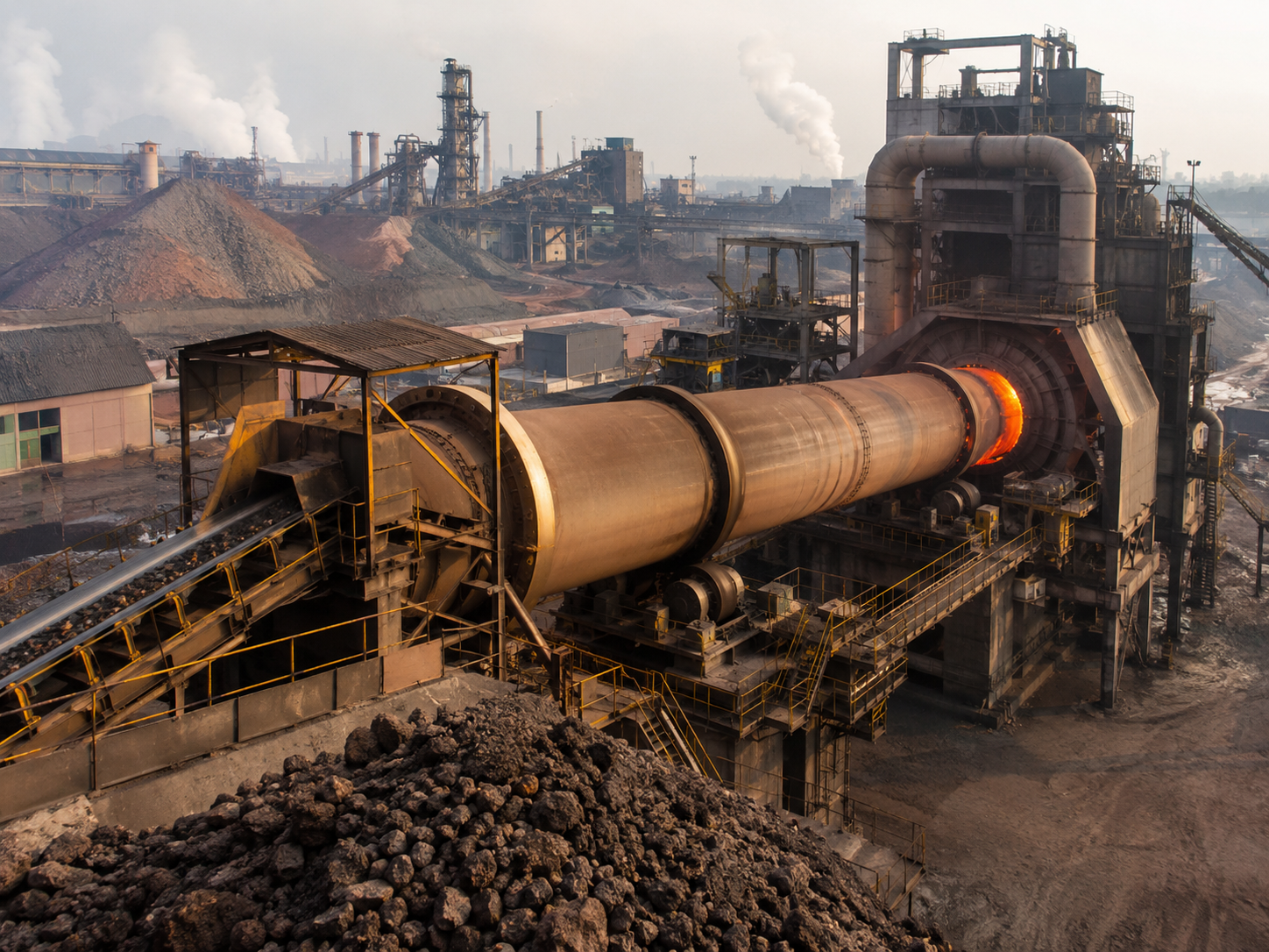 Rotary kiln for metallurgical roasting, ore pellet roasting, mineral calcination, and metallurgy processing
