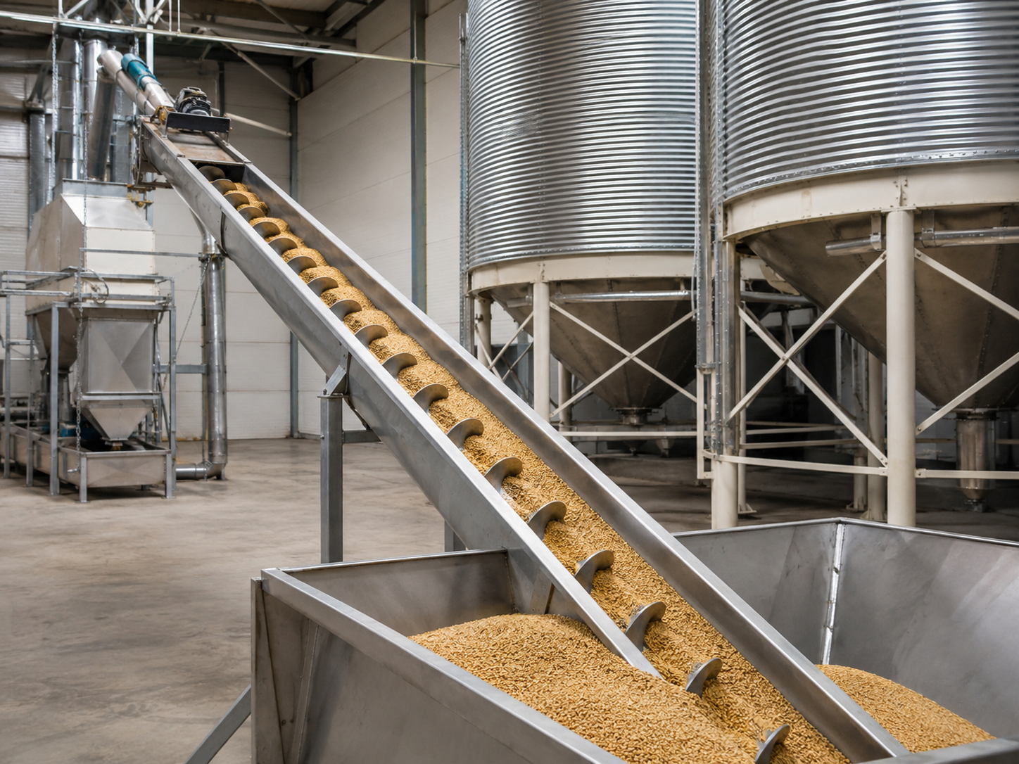 Screw conveyor for grain handling, food processing, agricultural materials, and bulk granular material conveying