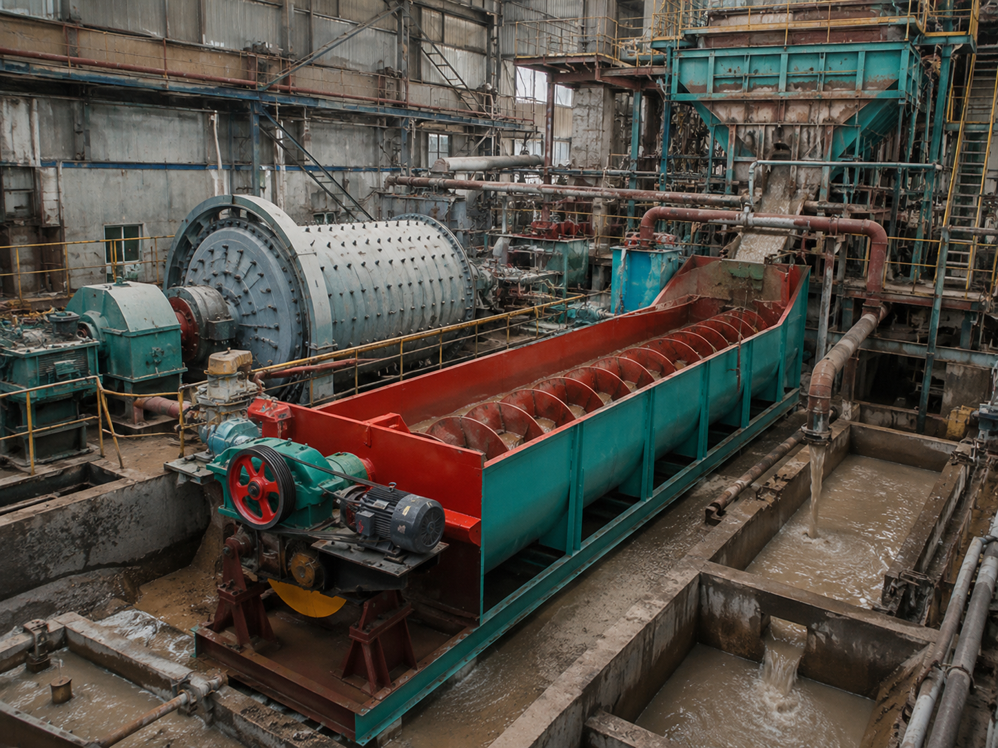 Spiral classifier for closed-circuit grinding, ball mill classification, slurry separation, and particle size control