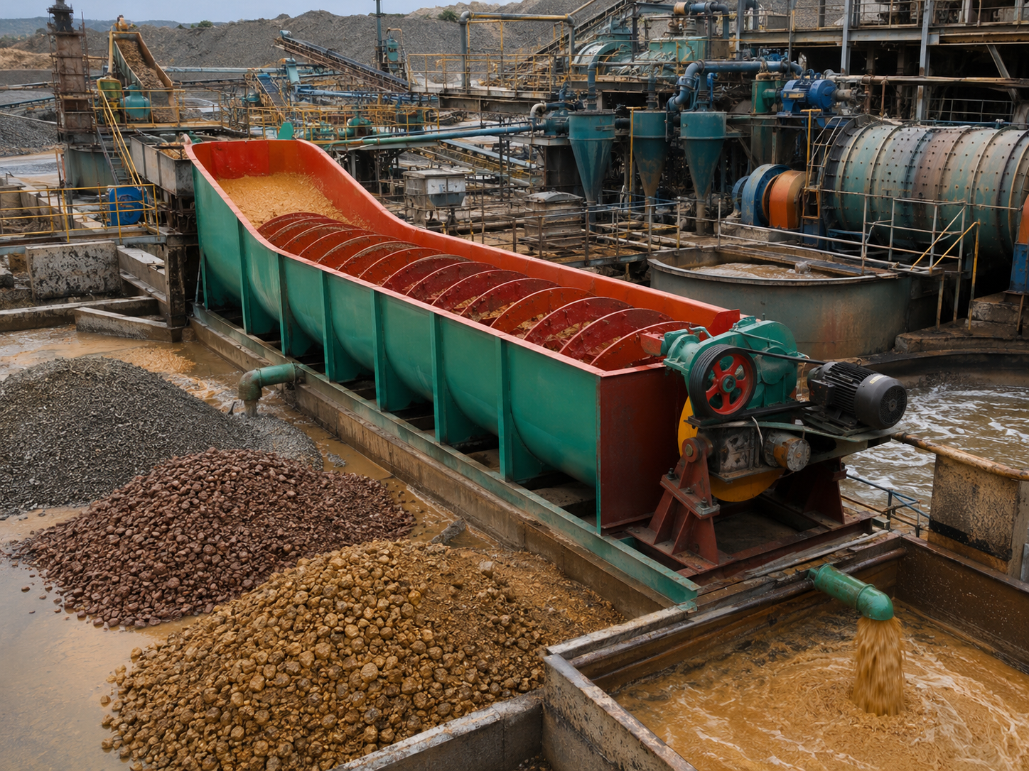 Spiral classifier for mineral beneficiation plants, iron ore, copper ore, gold ore, and non-metallic minerals