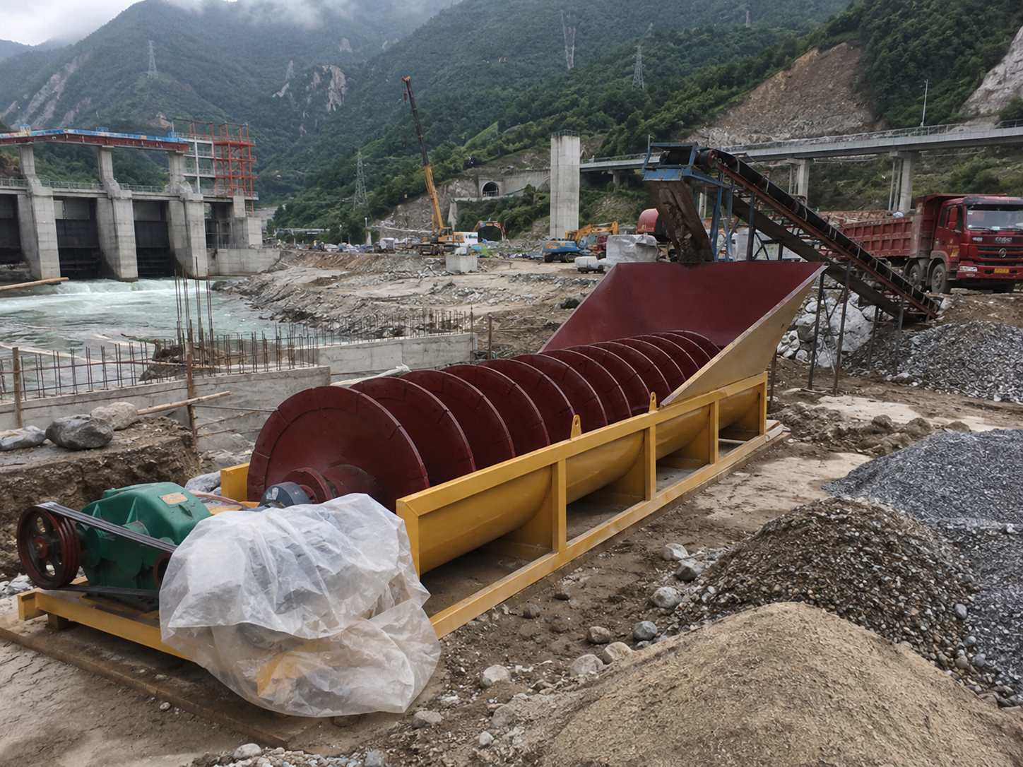 Spiral sand washer for hydropower infrastructure sand washing, gravel grading, road construction, and concrete production