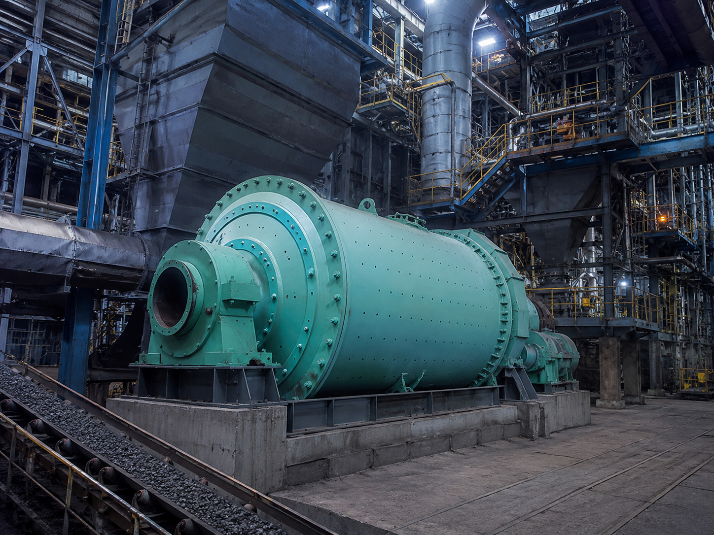 Steel ball coal mill for thermal power plant boiler systems, pulverized coal preparation, and power generation