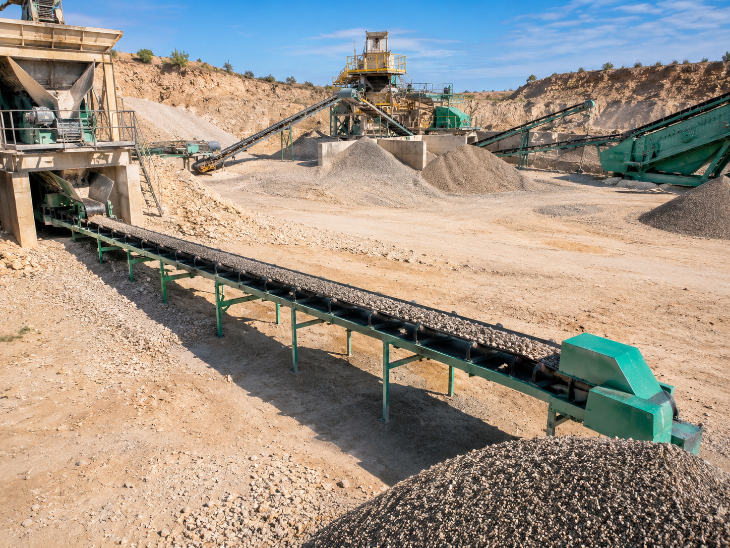 TD belt conveyor for sand and aggregate production line, crushed stone conveying, gravel transport, and quarry material handling