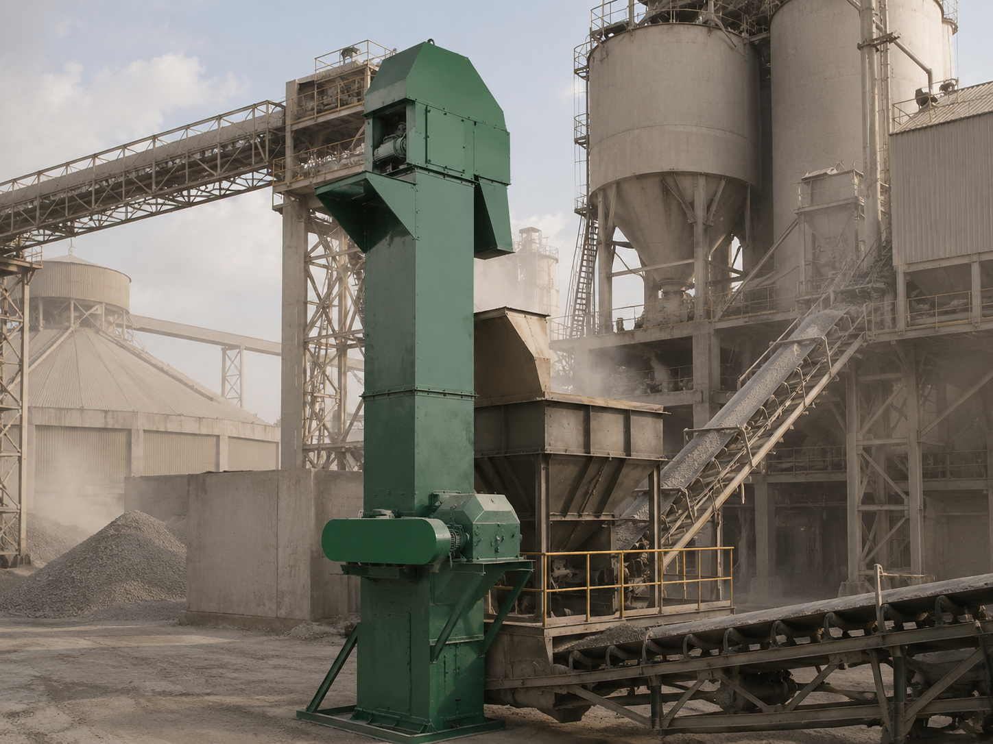 TD type bucket elevator for cement plant clinker conveying, fly ash lifting, limestone transport, and raw material handling