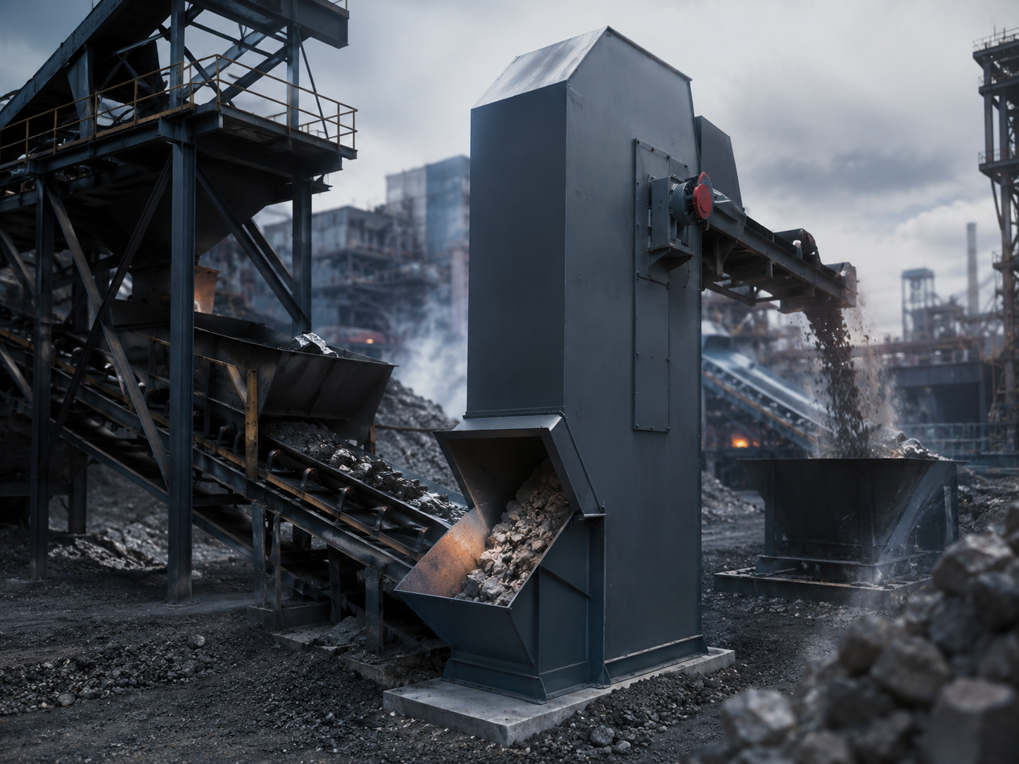 TH bucket elevator for mining and metallurgy material handling, ore, slag, mineral powder, and concentrate lifting