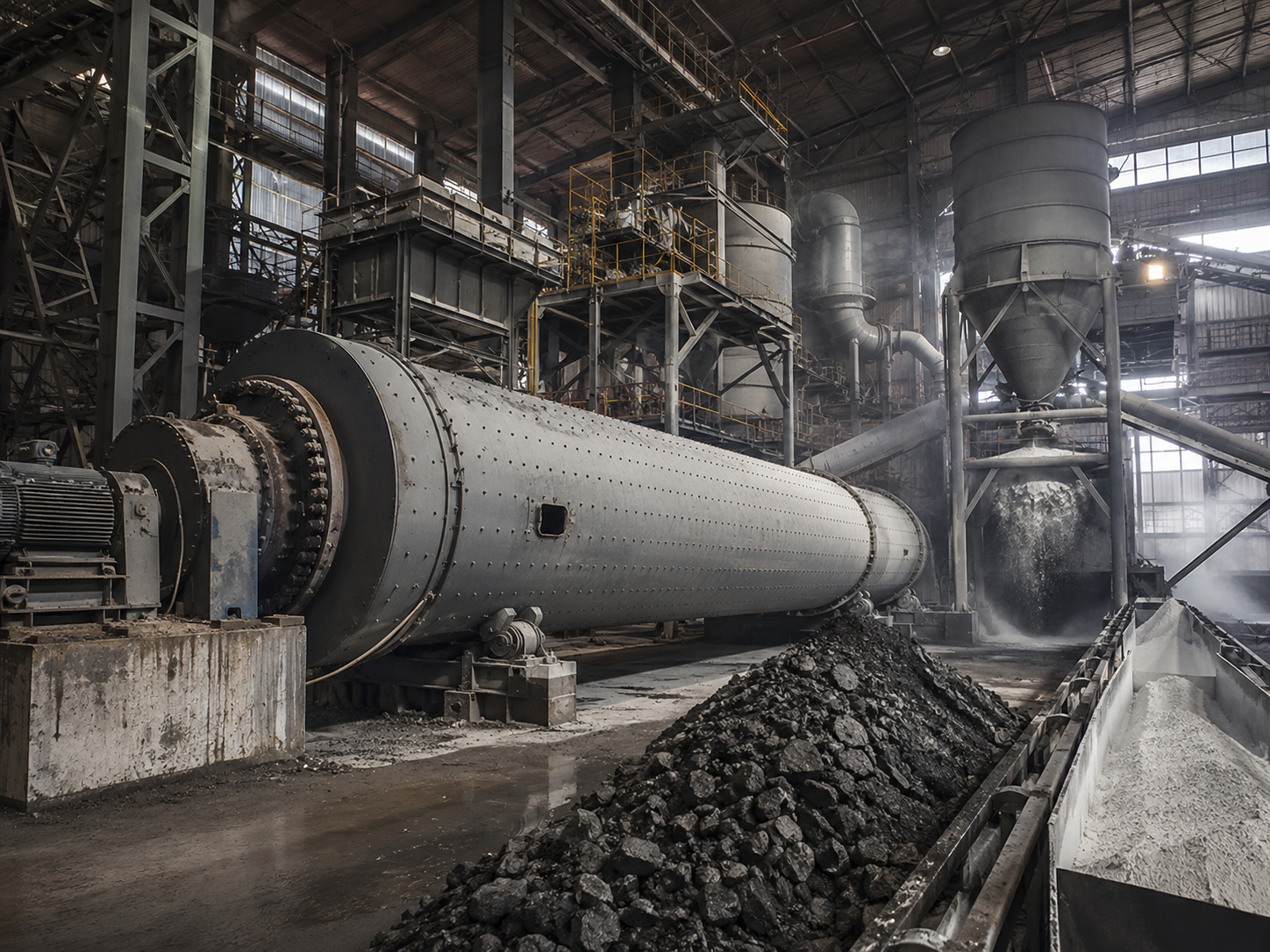 Tube mill for slag grinding, mineral powder grinding, metallurgy materials, and industrial powder production