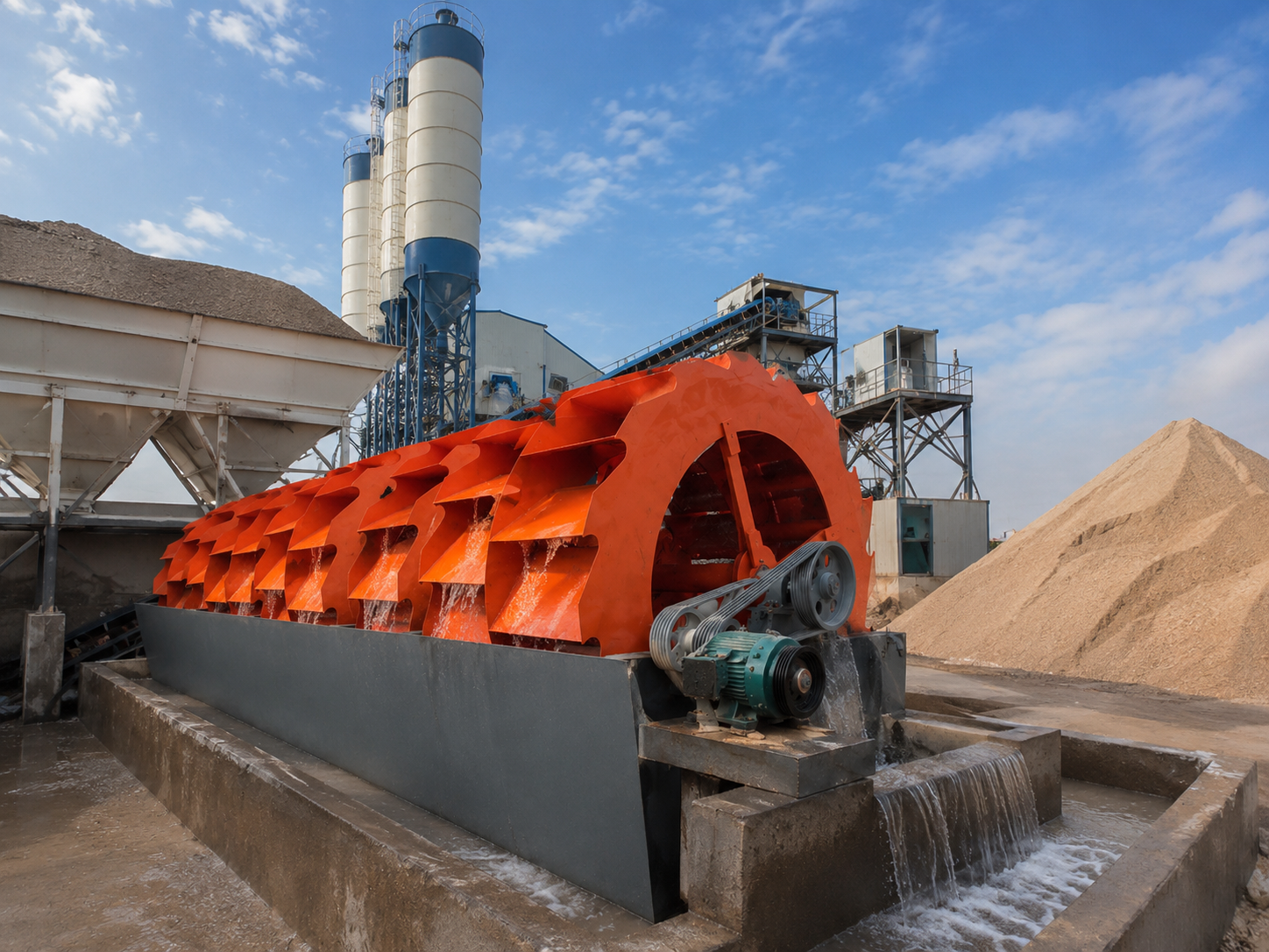 Wheel sand washer for concrete mixing stations, construction sand cleaning, and concrete aggregate preparation