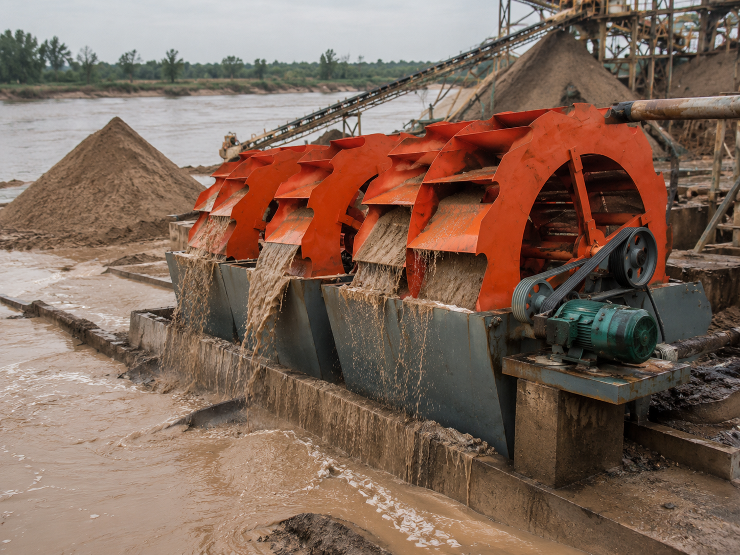 Wheel sand washer for river sand washing, mud removal, dust cleaning, and construction sand quality improvement