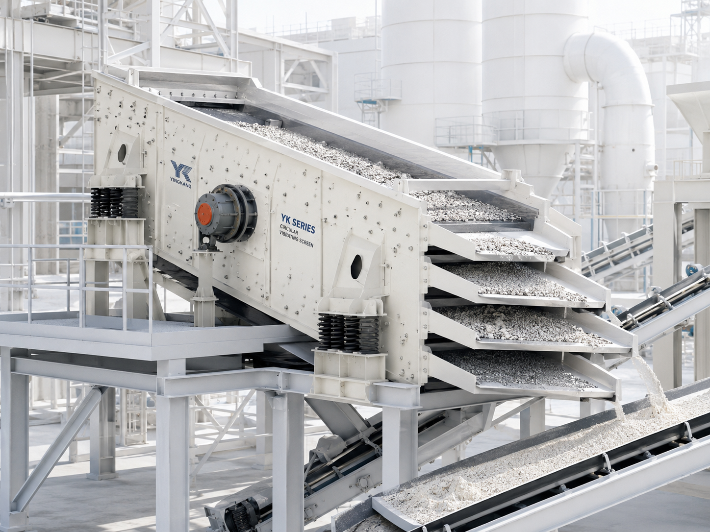 YK series circular vibrating screen for cement plant screening, chemical material screening, limestone, slag, cement raw materials, and building materials