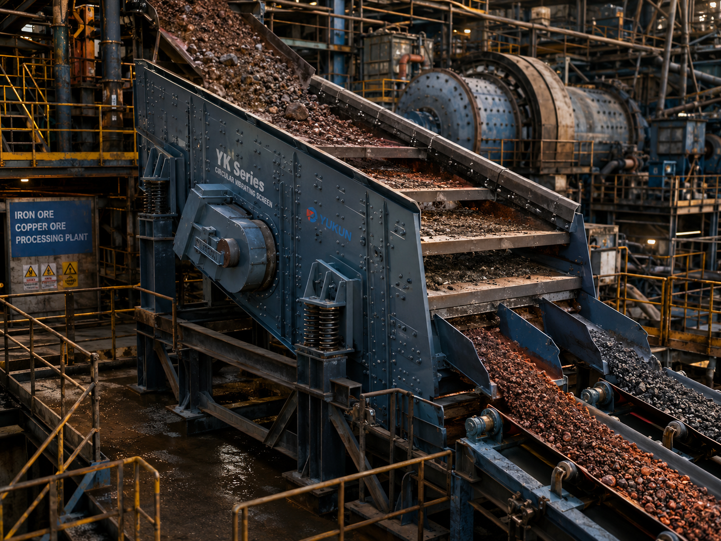 YK series circular vibrating screen for mining ore screening, iron ore, copper ore, coal, and mineral processing