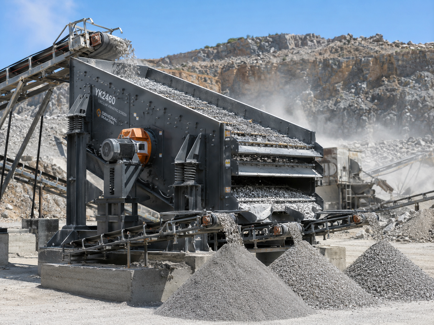 YK series circular vibrating screen for quarry stone screening, gravel classification, and crushed rock aggregate production