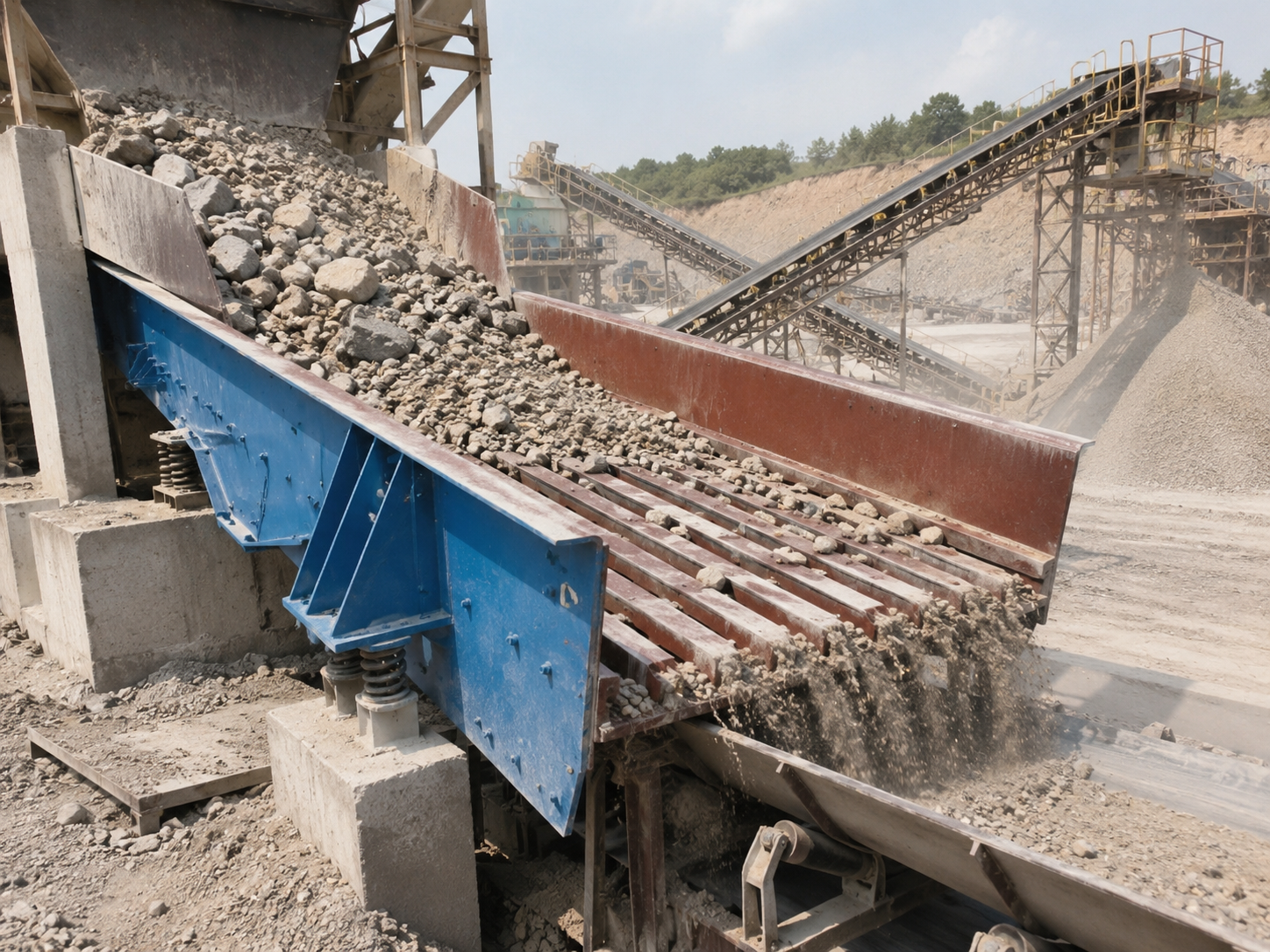 ZSW series vibrating feeder for aggregate production line feeding, crushed stone, gravel, sand material, and pre-screening