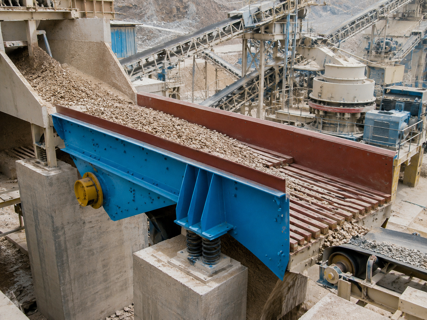 ZSW series vibrating feeder for sand and gravel processing plant, bulk material feeding, VSI sand maker, screen, and cone crusher