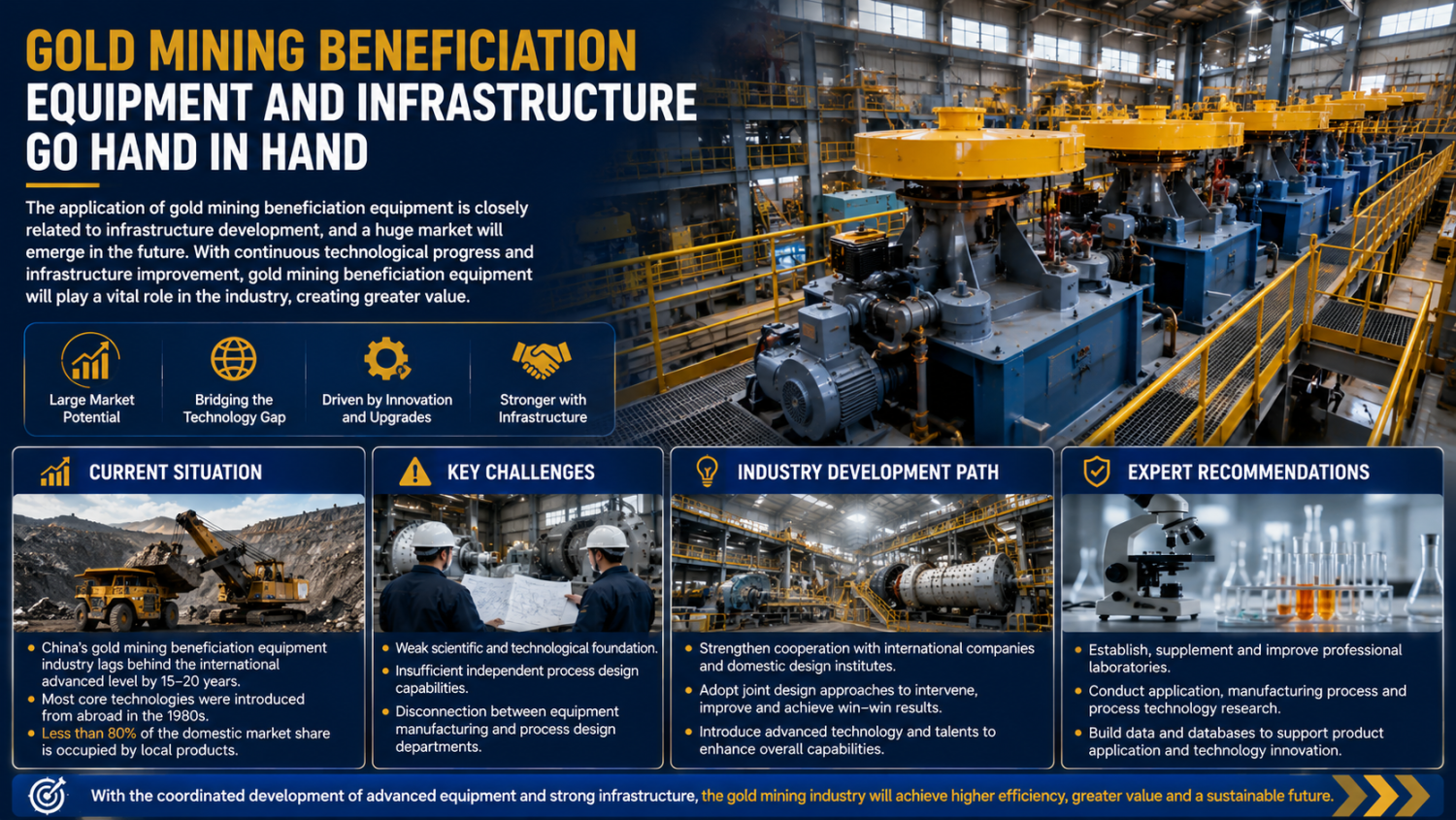 Gold mine beneficiation equipment for complete gold ore processing plant and mineral separation line