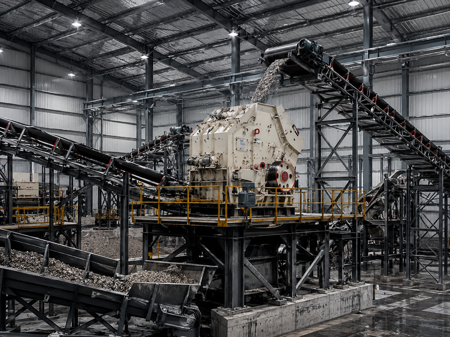 Impact crusher secondary crushing section of quartzite sand making production line