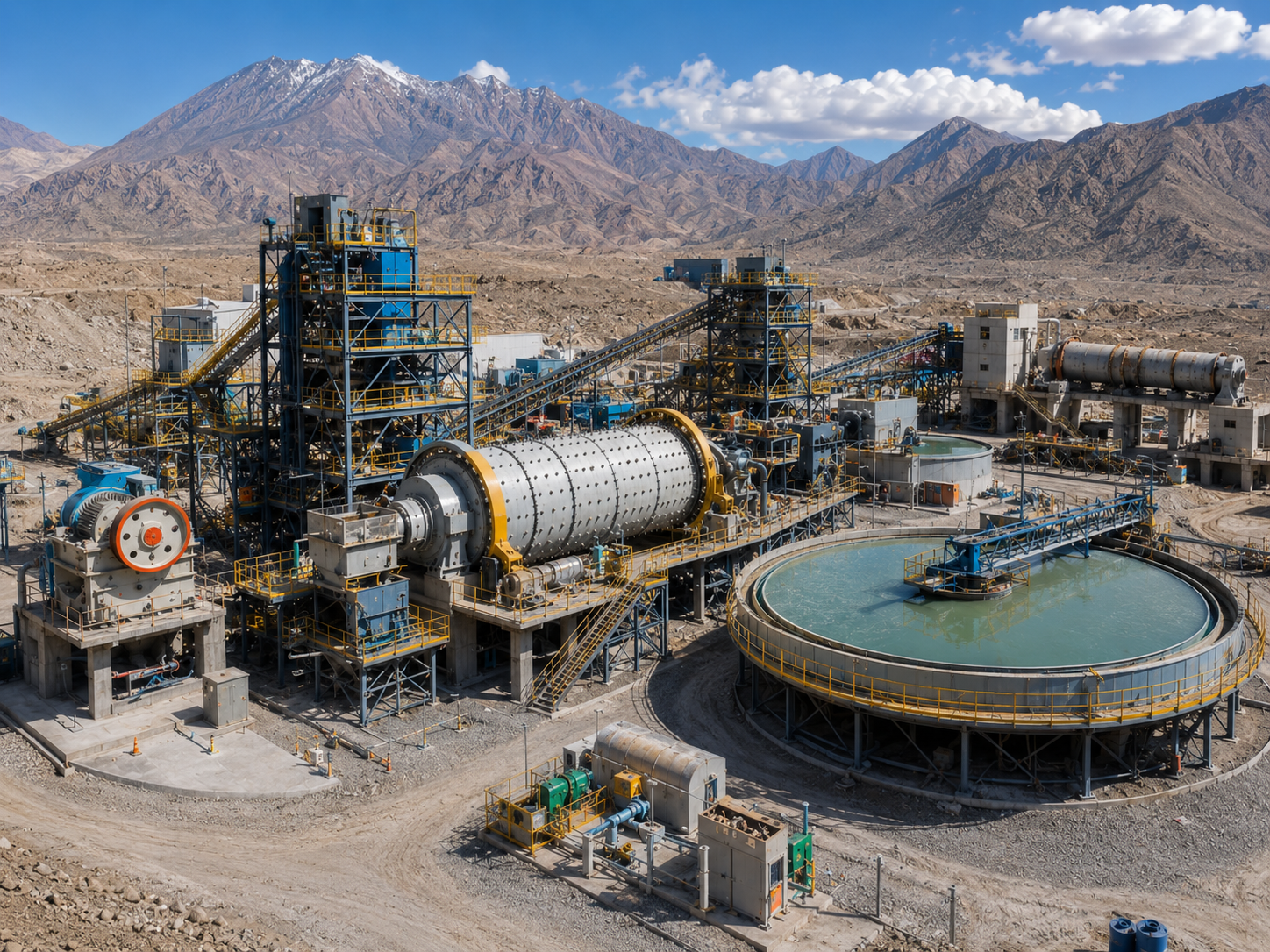 Ball mill grinding section of 10–280 T/H mineral processing production line