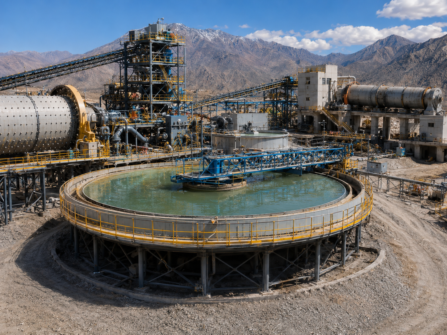 Jaw crusher and feeding section of mineral processing equipment line in Arequipa Peru