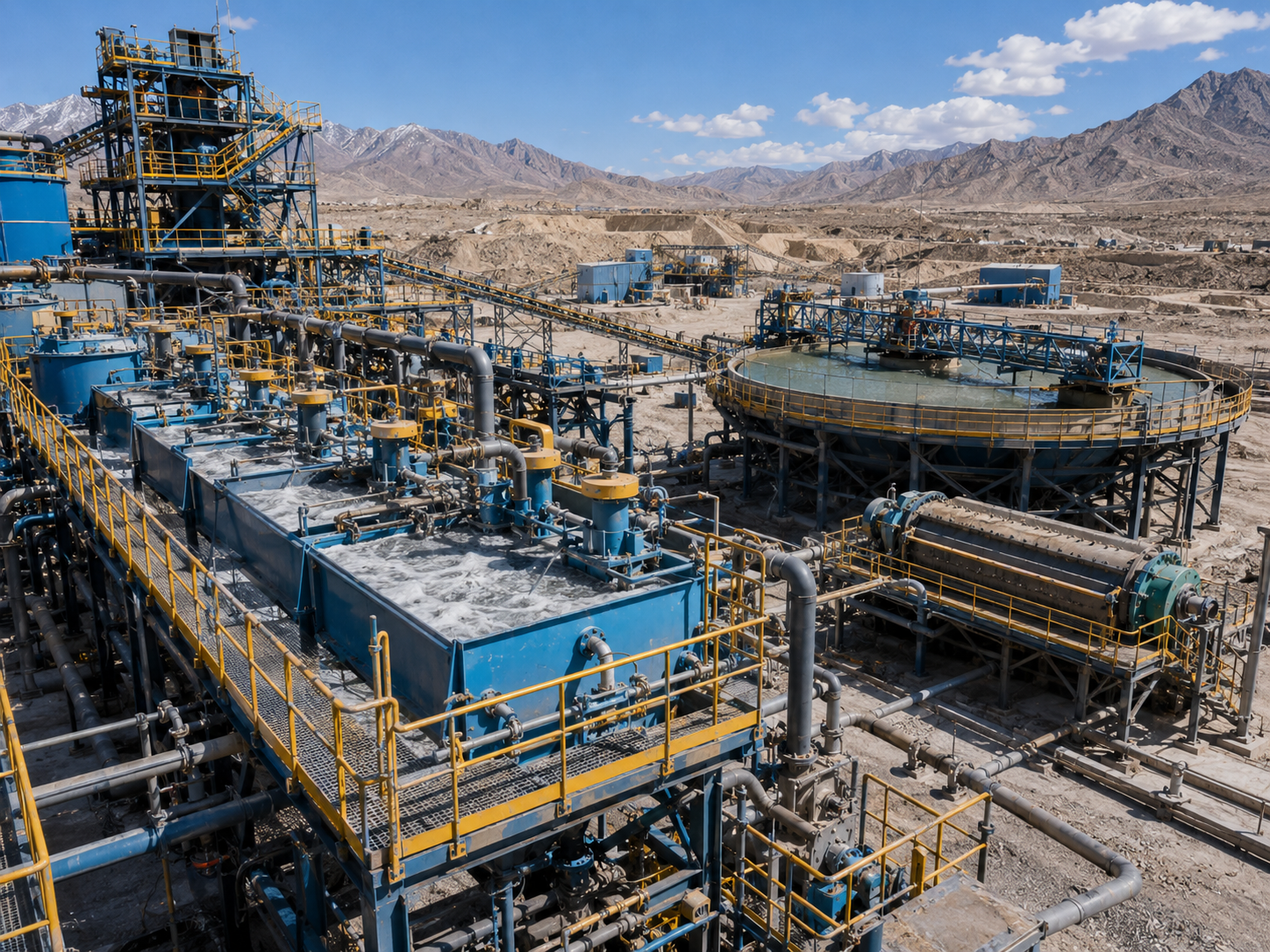 Thickener and dewatering section of mineral processing production line in Peru