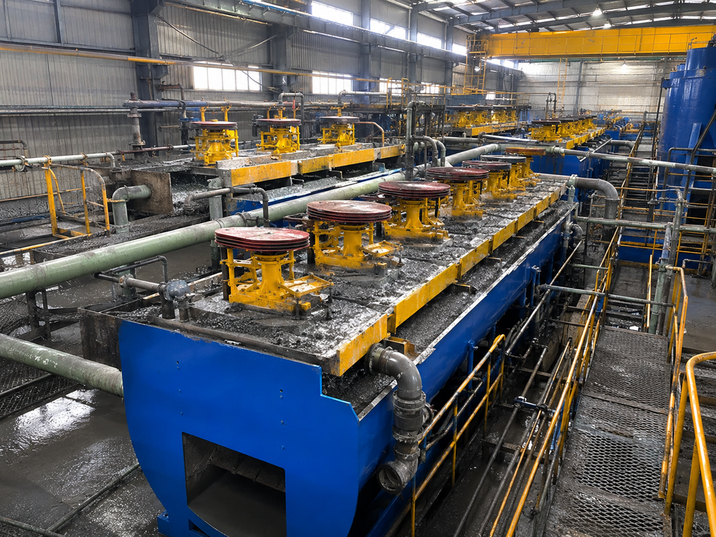 KYF flotation machine for roughing cleaning scavenging flotation circuits, concentrate grade improvement, and mineral recovery