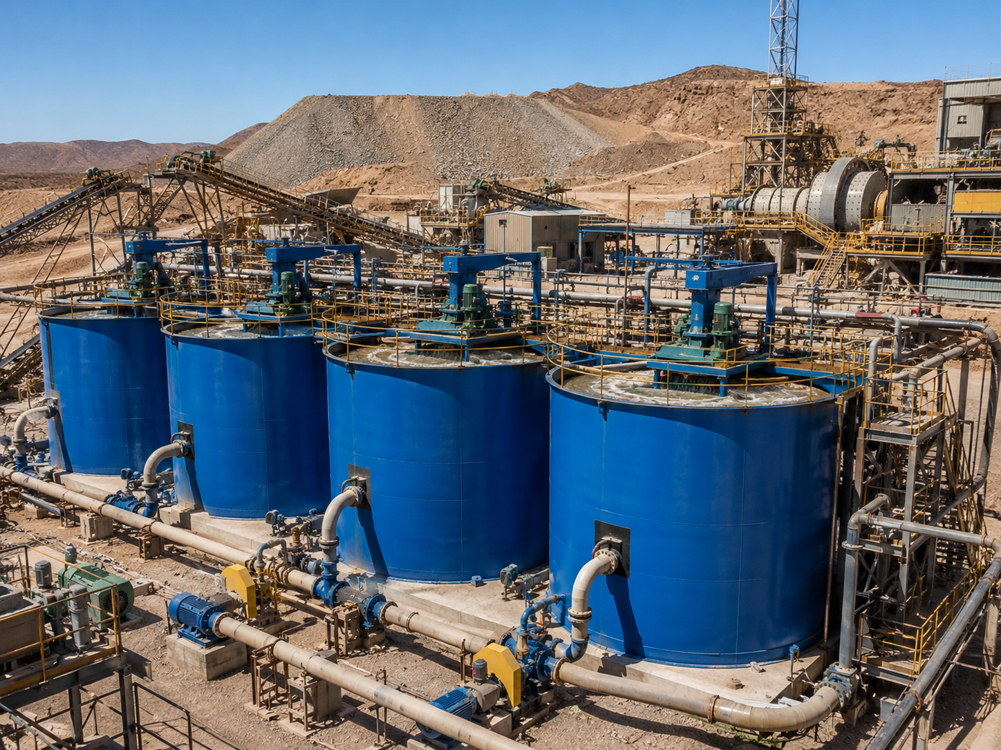 Leaching agitation tank for gold cyanidation, gold ore leaching, slurry mixing, and gold processing plants