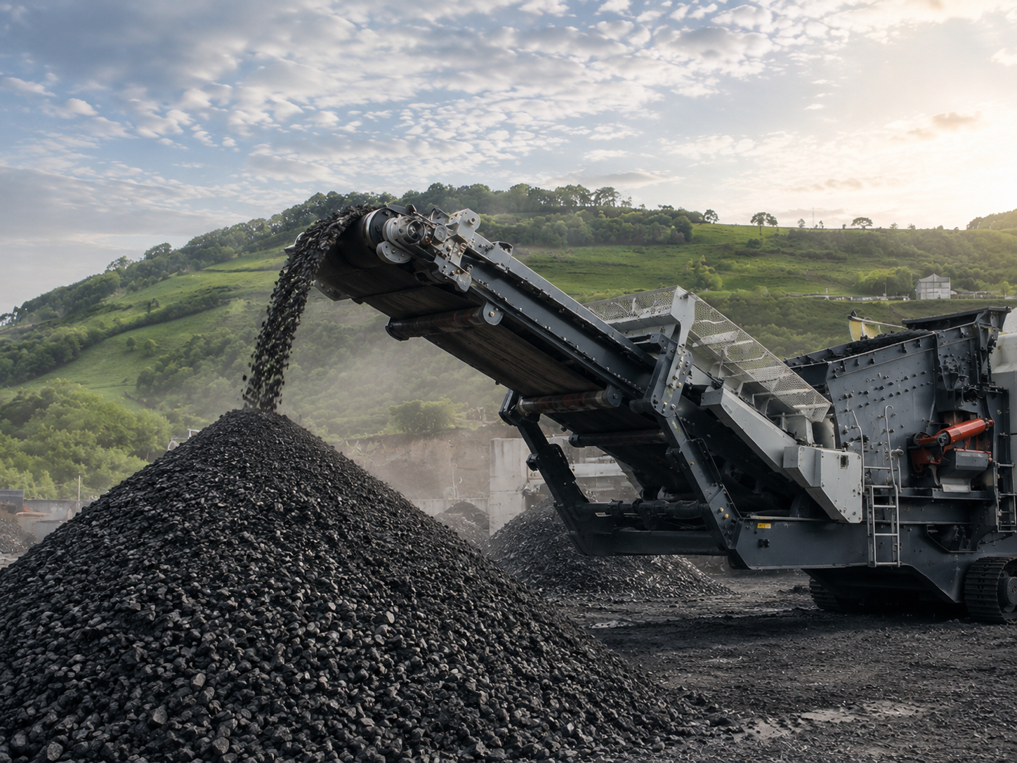 Conveyor discharge section of coal gangue mobile impact crushing line in Oviedo Spain