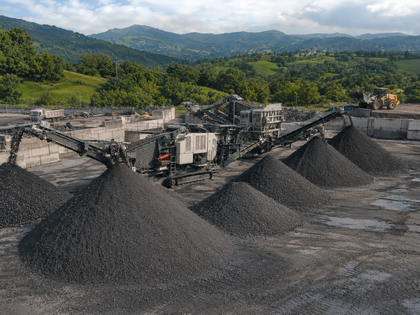 Finished material stockpile section of coal gangue crushing line in Oviedo Spain