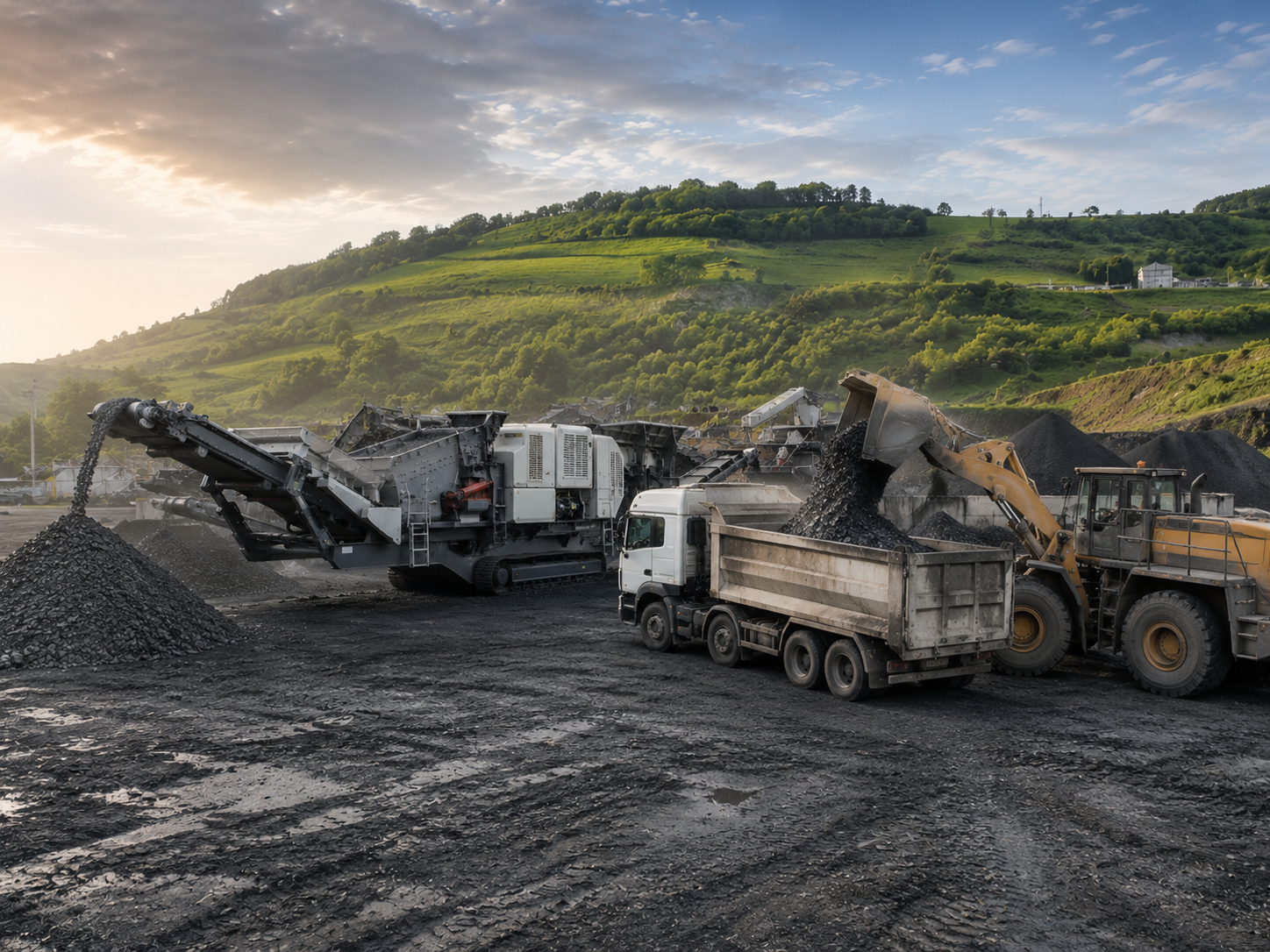 Loader and truck loading section of coal gangue crushing production line in Oviedo Spain